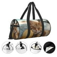 thumbnail image 3 of Lsque Relaxing Cat With Orange Juice Pattern Foldable SportsBag with Wet Dry Pocket, Travel Bag, Large Capacity Duffel Bag, Splash Proof Carry on Bag, Overnight Bag, Weekender Bag, 3 of 6