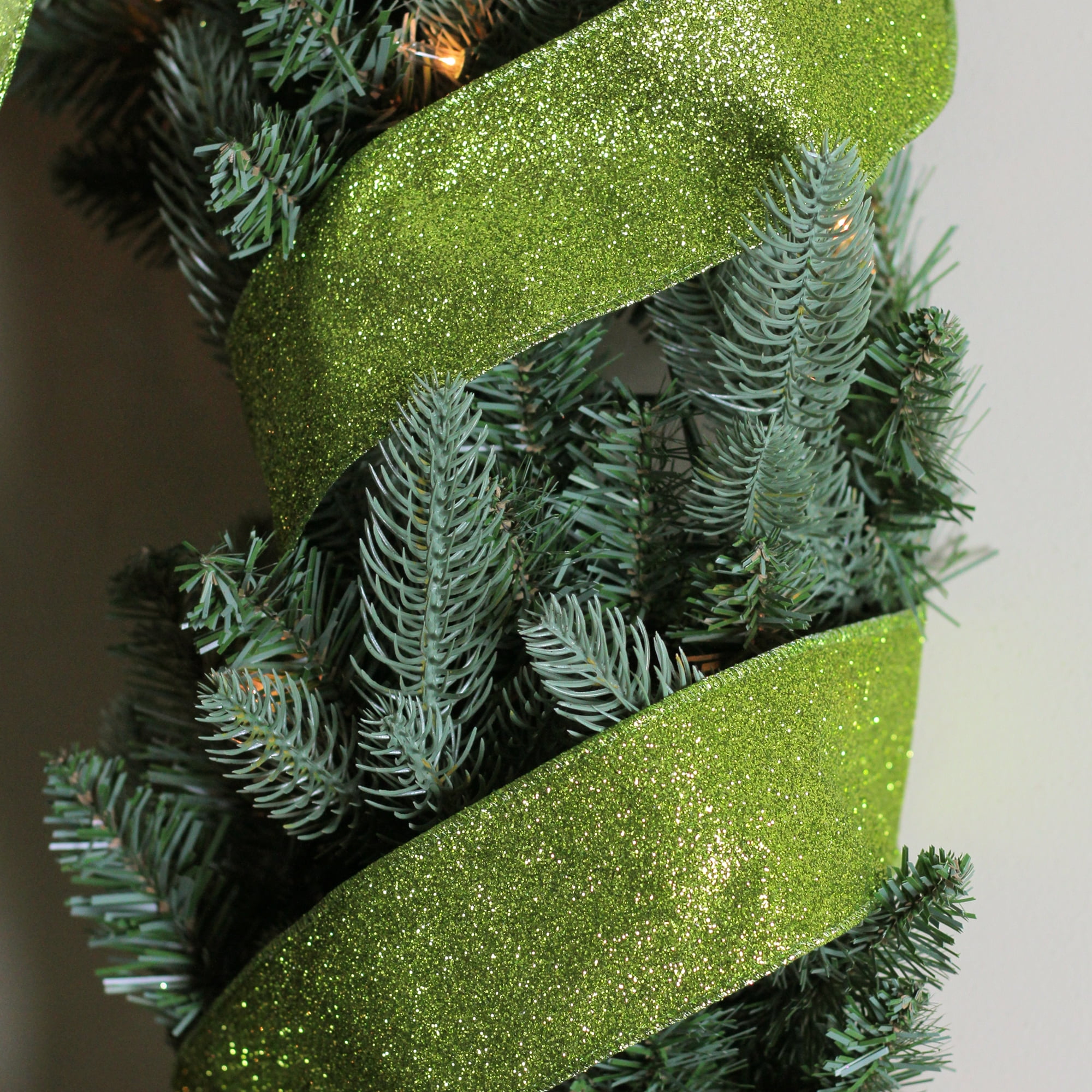 Northlight Club Pack of 12 Lime Green Solid Shimmering Wired Christmas Craft Ribbons - 2.5" x 120