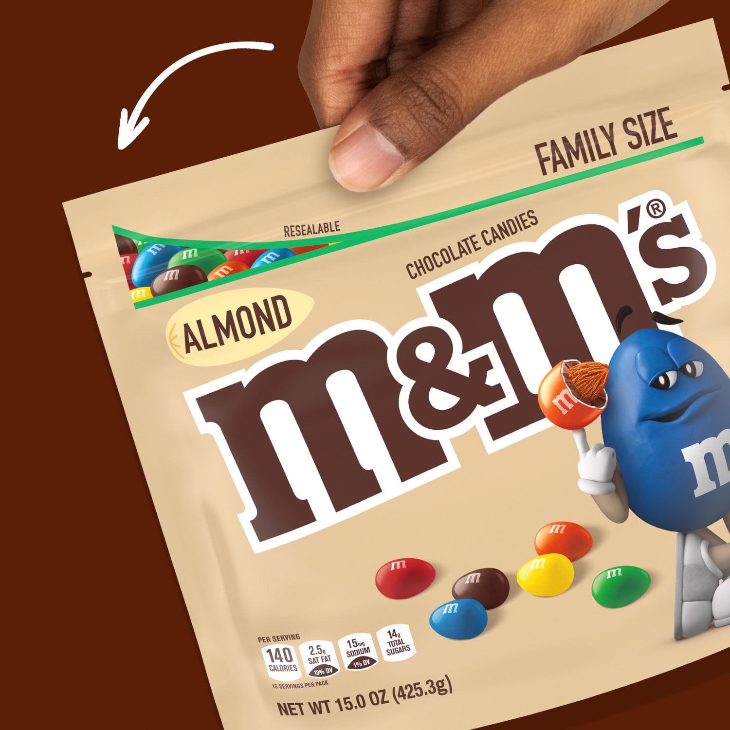 M&M's Almond Milk Chocolate Candy, Family Size - 15 oz 