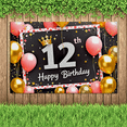 thumbnail image 7 of Sparkly 12th Birthday Backdrop Banner with Crown Balloons and Stars Party Supplies Photography Props Birthday Decoration Happy Birthday Decor Background for Photo Booth Party Decorations, 7 of 7