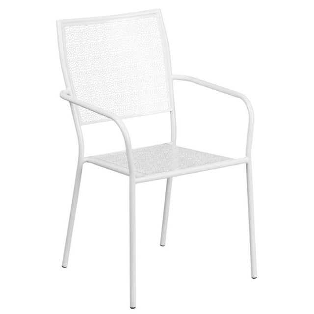 Bowery Hill Stackable Steel Square Back Patio Dining Side Chair in White