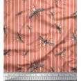 thumbnail image 1 of Soimoi Orange Cotton Poplin Fabric Stripe & Mosquito Insects Decor Fabric Printed Yard 42 Inch Wide, 1 of 1