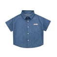 thumbnail image 2 of CYRBOKOToddler Boys Denim Button Down Shirts, Comfy Summer Short Sleeve Casual Shirts with Pocket Sky Blue Size 7-8 T, 2 of 3