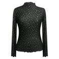 thumbnail image 6 of Womens Mesh Long Sleeve Tops Crew Neck See Through Tee Shirts Party Club Night Lace Blouse Black XL, 6 of 7