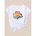 thumbnail image 3 of Colorful Clover and Letter Print Casual Fashion T-Shirt for Black Women, Round Neck Short Sleeve, Polyester - Machine Washable, English Letters, Leisure Style, Spring/Summer/Autumn, 3 of 7