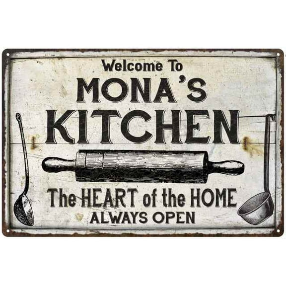 MONA'S Kitchen Farmhouse Sign 8 x 12 High Gloss Metal 208120033424