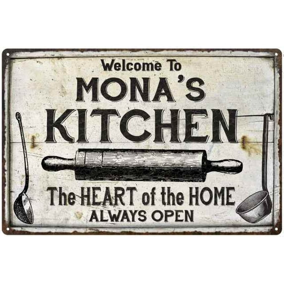 MONA'S Kitchen Farmhouse Sign Gift 8x12 Metal 108120033424