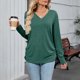 thumbnail image 4 of Camiseta blanca para mujer,Blusa informal de manga larga con cuello en V para mujer, de imitación de tela, cómoda para uso diario, ideal para el hogar y el trabajo, sopatenor, 4 of 8