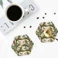 thumbnail image 4 of Lsque Butterflies And Peacock Feathers Pattern 4" Drink Coasters Set of 4, PVC Leather Absorbent Coasters, Table Coaster Set Decorative Coffee Cup Coasters Housewarming Gift -Hexagon, 4 of 6