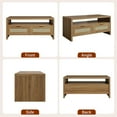 thumbnail image 7 of Yesurprise Boho Rattan Coffee Table, 40Inches Rectangle Mid Century Modern Coffee Table with 2 Rattan Drawers, Open Display Shelf, Gold Handles, Center Table, 7 of 7