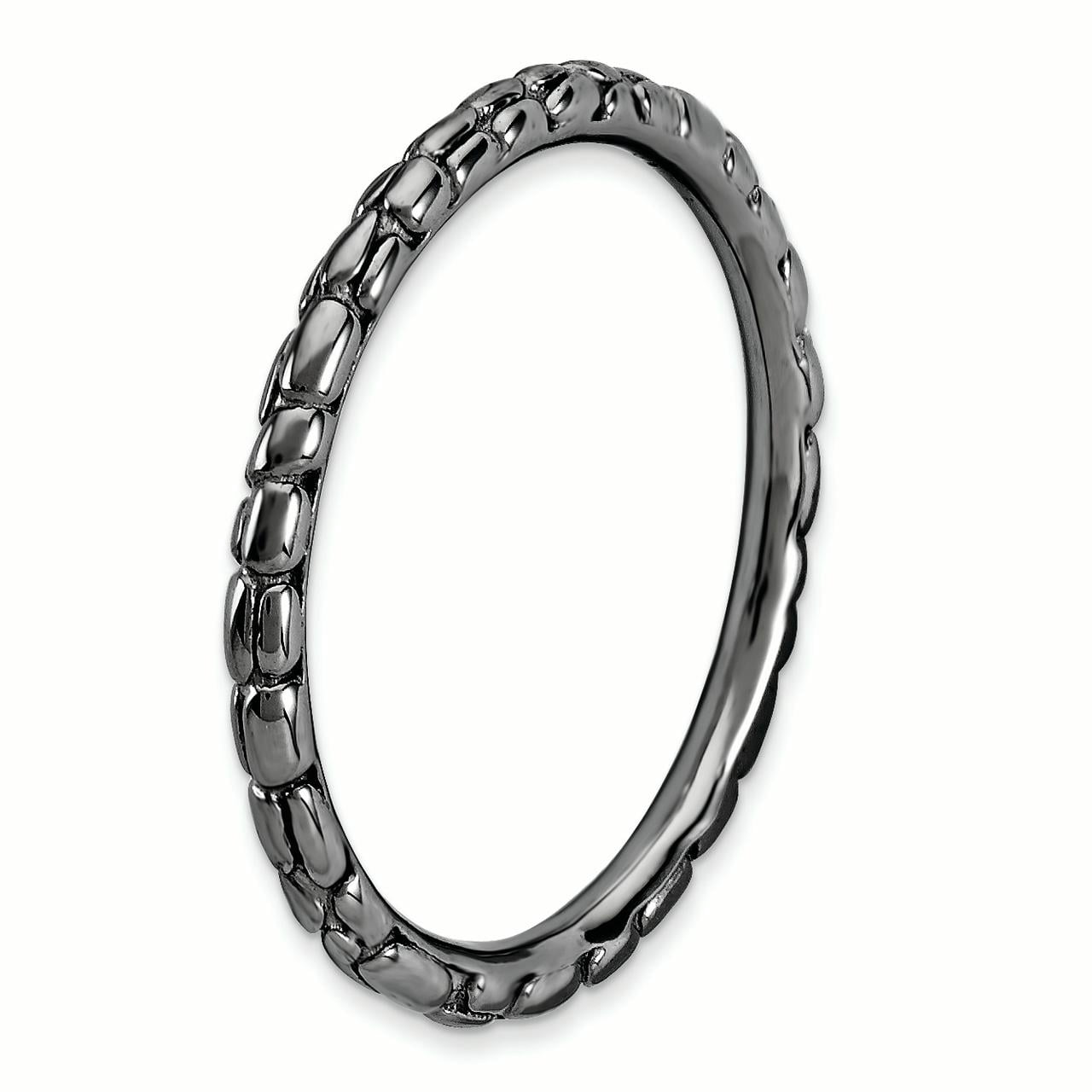 Sterling Silver Black-Plated Twisted Ring