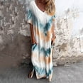 thumbnail image 2 of OVINYER Dress Women Casual Loose Short Sleeve V-Neck Slit Tie Dye Long Dress Trendy Chic Sundress, 2 of 6