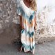 thumbnail image 1 of WILLBEST Vestido Largo Informal Holgado de Manga Corta con Escote En V y Abertura con Efecto Tie-Dye para Mujer Grande​​, 1 of 3