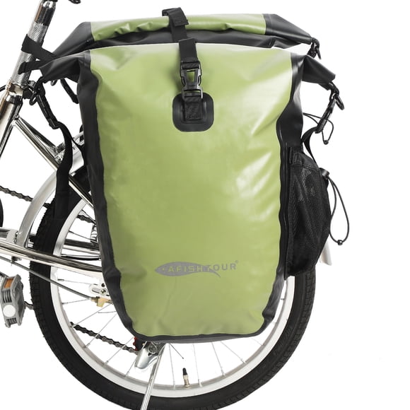 AFISHTOUR Alforjas Impermeables para Bicicleta, Bolsas de Bicicleta de 50L para el Portaequipajes Trasero de la Bicicleta, Bolsas para Sillín de Bicicleta para Compras (Verde, 1 Par)