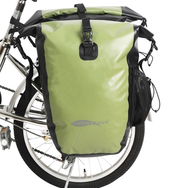 AFISHTOUR Waterproof Bike Panniers, 50L Bike Bags for Bicycle Rear Rack, Bicycle Saddle Bags for Grocery (Green, 1 Pair)