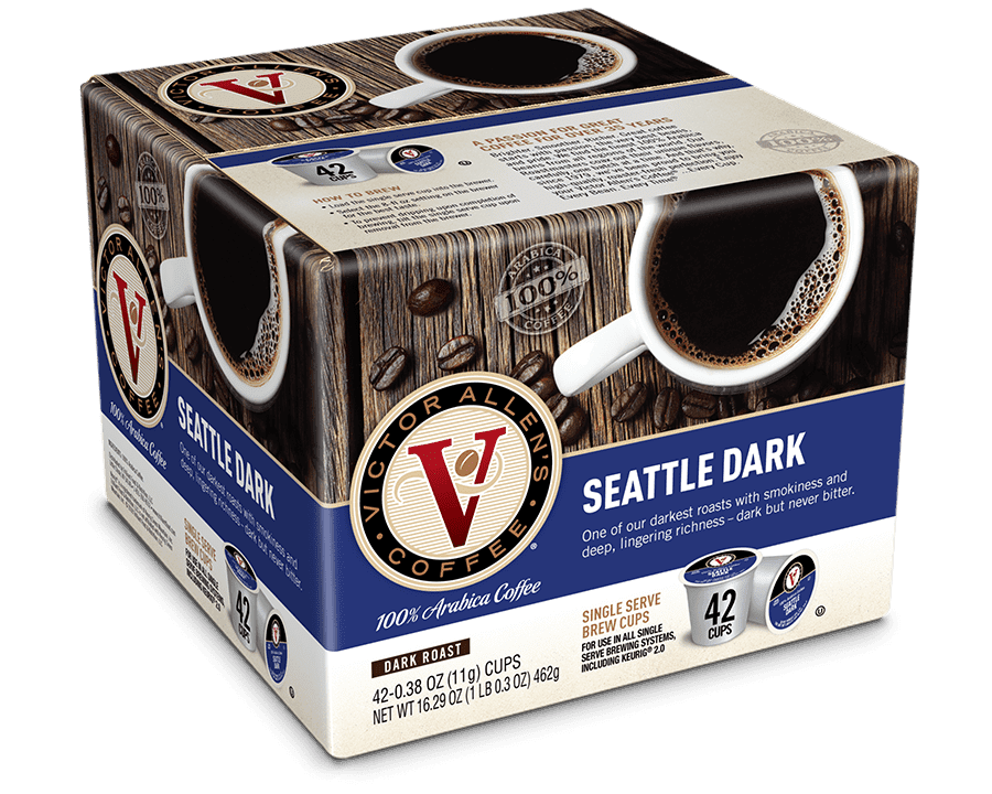 Victor Allen's Coffee Seattle Dark, Dark Roast, Single Serve Coffee