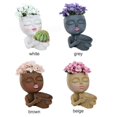 thumbnail image 3 of Face Planters Flower Pots Resin Head Planter Cute Face Plant Pot Closed Eyes, 3 of 4