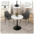 thumbnail image 3 of LeisureMod Bristol Mid-Century Modern 36" Round Table with Wood Top and Iron Pedestal Black Base with Gloss Finish for Kitchen and Dining Room, Light Natural, 3 of 8
