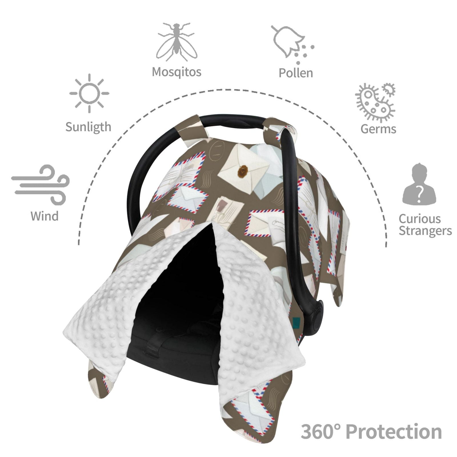 Car Seat Cover Baby - envelope Pattern travel Breathable Infant Car Seat Cover for Baby Carseat, Lightweight Comfort Baby Essentials Must Haves Newborn Stuff for Girl Boy