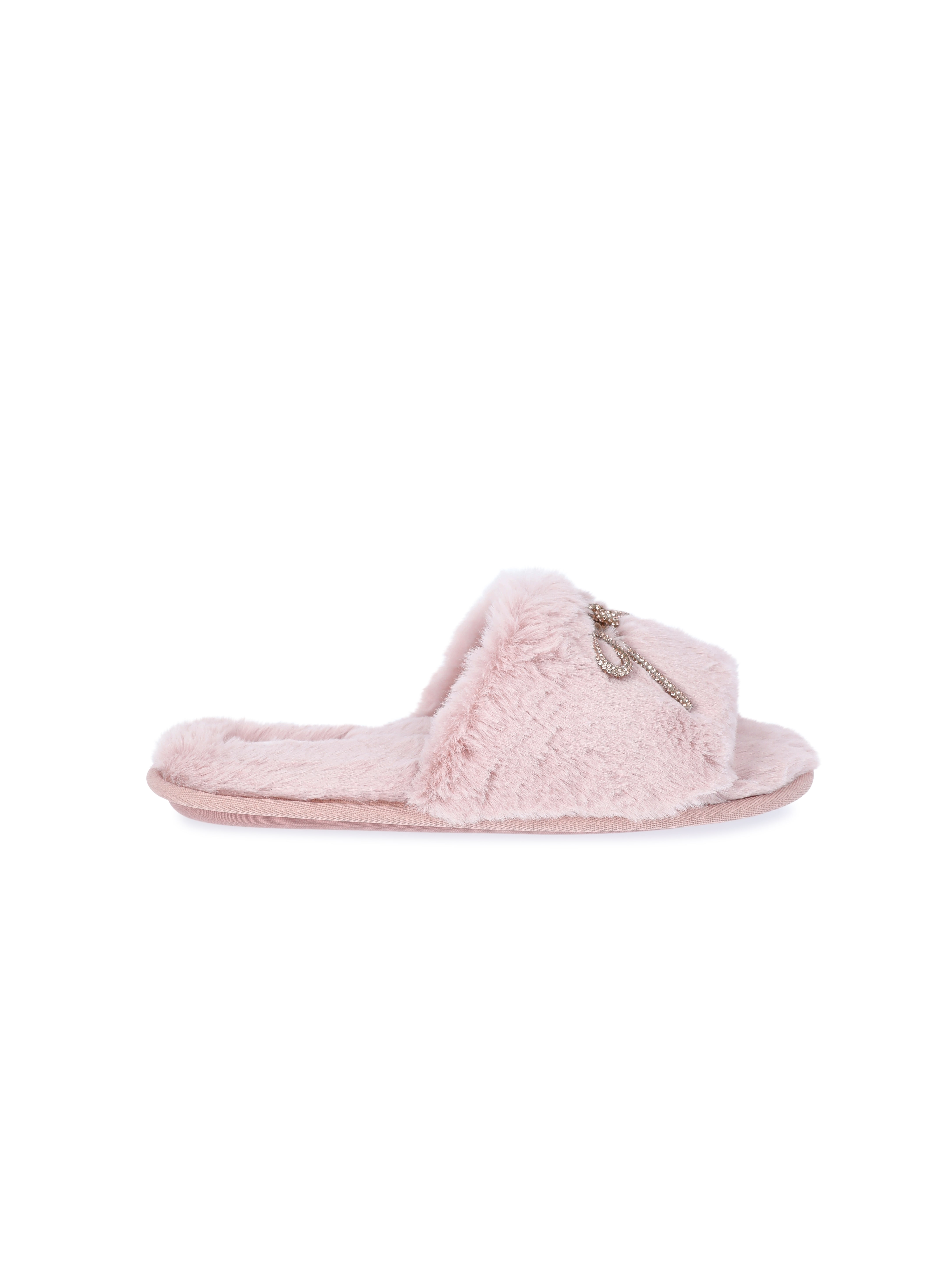 Joyspun Women's Rhinestone Bow Open-Toe Slippers