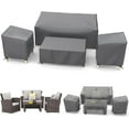 thumbnail image 1 of Housses de Meubles de Patio d'Extérieur Imperméables Ensemble de 4 Pcs pour Chaises 32 Po, Causeuse 56 Po, Table Basse 45 Po, Robuste 600D, Gris, 1 of 7