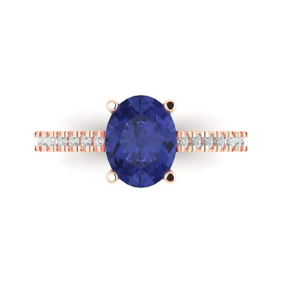 Clara Pucci 14K Rose Gold 2.21ct Tanzanite Solitaire with Accents Ring