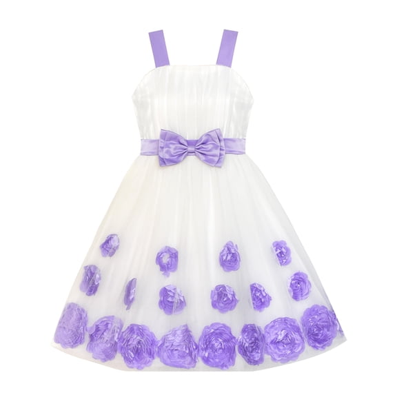 Flower Girl Dress Purple Bow Tie Pageant Wedding 5