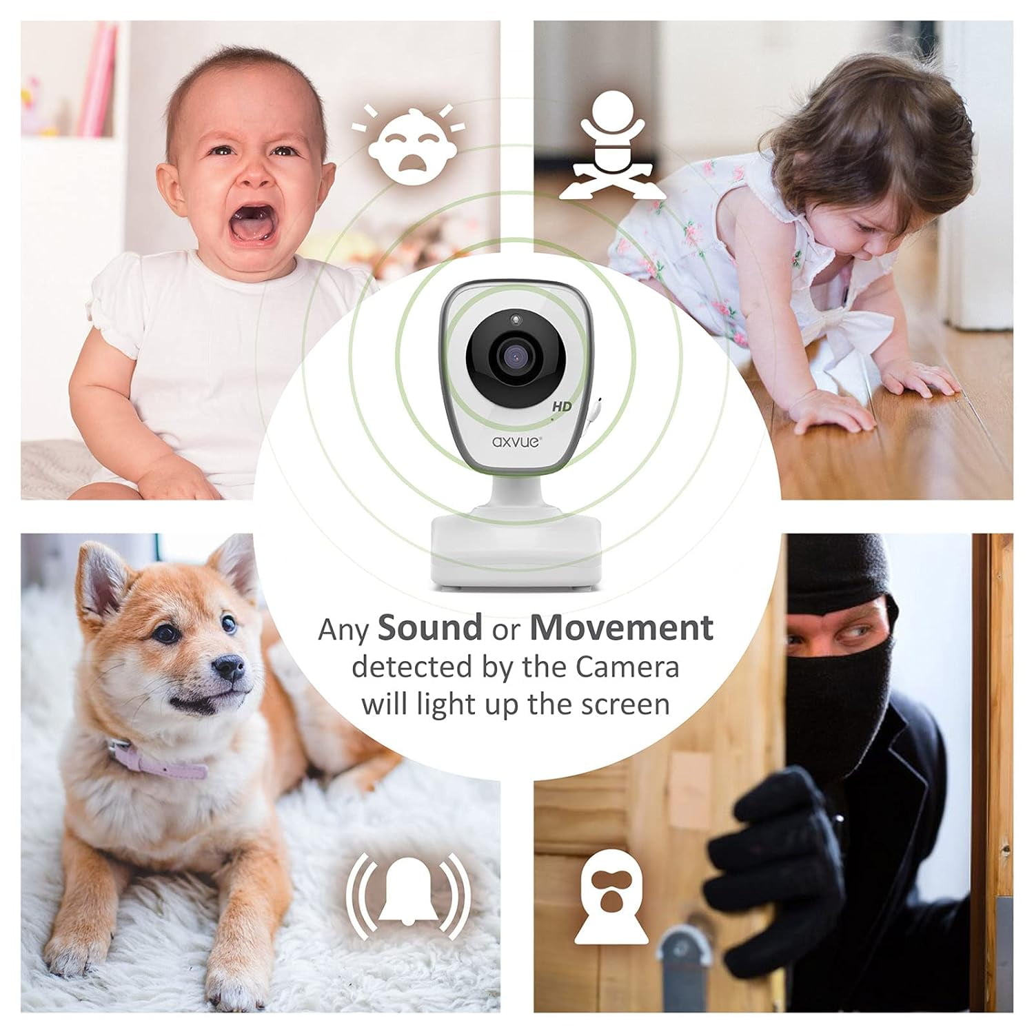 Axvue A1HD Video Baby Monitor 720P Full HD 5.0" IPS Screen + 2 Camera™