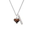 thumbnail image 2 of Delight Jewelry Two-tone Enamel Cheetah Print Heart Silvertone Balance Bar Charm Necklace, 23", 2 of 4