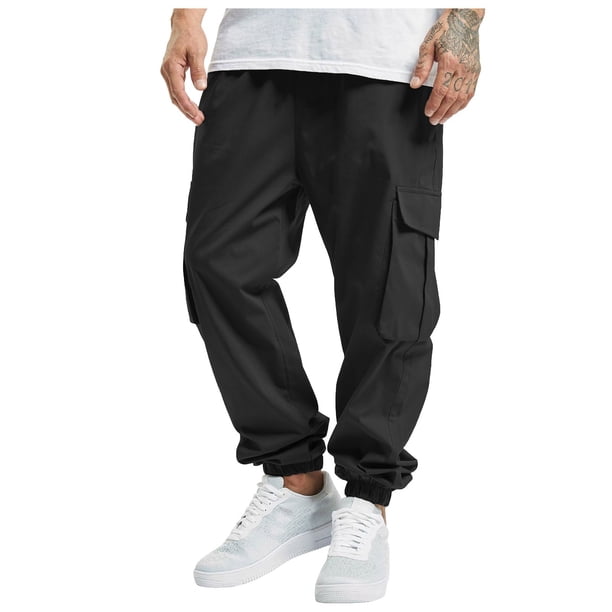 Pantalones cargo de color liso para hombre, aptos para todas las estaciones, con bolsillos. Mono deportivo informal de poliéster.