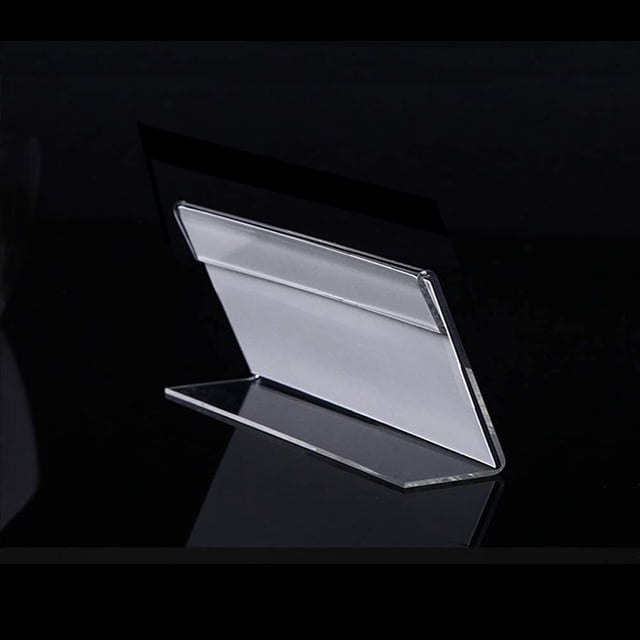 Set of 20PCS Mini Sign Display Holder, L Shape Clear Acrylic Price Card Tag Label Stand with your family