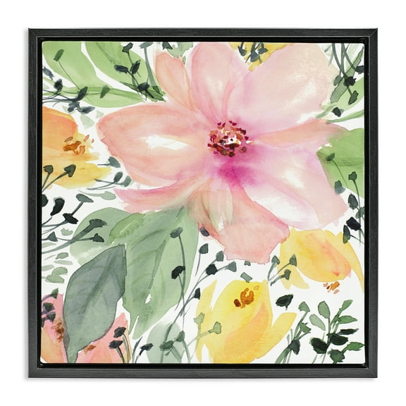 Stupell Industries Birds Eye Floral Botanical & Floral Painting Black Floater Framed Art Print Wall Art, 18 x 18