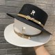 thumbnail image 3 of Sombrero de paja plano para mujer, sombrero de paja con letra R de Metal, elegante, para playa y vacaciones, a la moda, nuevo, 3 of 4