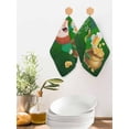 thumbnail image 2 of St. Patrick's Day Kitchen Dish Towels for Drying Dishes Set of 3, Lucky Shamrock Gnomes Beer Coin Wood Green Waffle Weave Microfiber Hand Tea Bathroom Towels Quick Dry & Absorbent Towel 12x12, 2 of 7