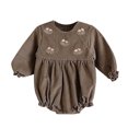 thumbnail image 1 of Gibobby Mameluco para niña de manga larga de otoño acanalado sólido para bebés recién nacidos, niñas y niños, ropa(Café, 6-12 Meses), 1 of 5