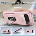 thumbnail image 3 of KOMI for Google Pixel 9/9 Pro Case with Tempered Glass Screen Protector and Camera Lens Cover,Rotated Ring Stable Kickstand,Heavy Duty Shockproof Protective Phone Cover-Pink, 3 of 5
