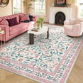 thumbnail image 3 of Lahome 8'x10' Floral Washable Rugs for Living Room, Non Slip Pink Girls Bedroom Rug with Rubber Backing, Soft Ultra Thin Carpet for Nursery Playroom, 3 of 6