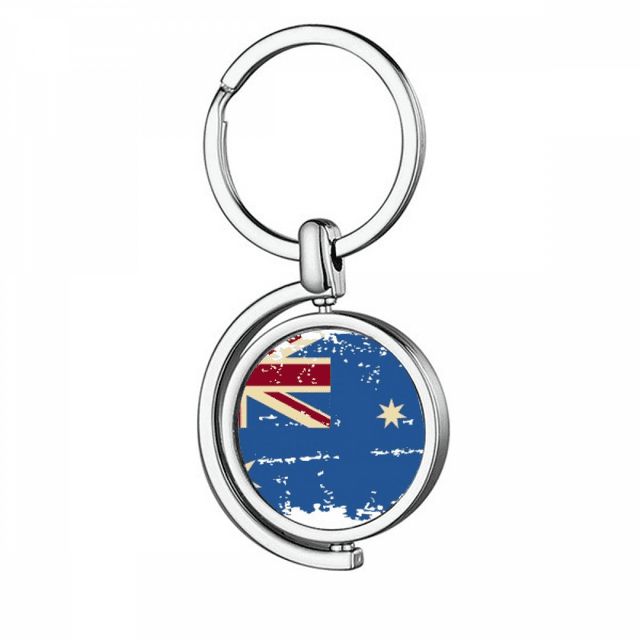 Australia Flavor Flag Retro Illustration Rotating Keychain Metal Keyring Holder