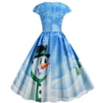 thumbnail image 4 of Vestido de fiesta de noche de Navidad con cuello en V sin mangas con estampado vintage para mujer Pompotops  ghjkhdj9642, 4 of 8
