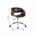 thumbnail image 4 of Joan 23 Inch Office Chair 360 Swivel Black Faux Leather and Brown Frame, 4 of 7