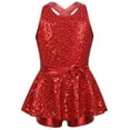 thumbnail image 3 of YONGHS Women Sequin Ballet Jazz Modern Tap Dancewear Criss Cross Back Leotard Performance Costume Red 14/S, 3 of 7