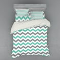 thumbnail image 2 of Ambesonne Chevron Bedding Set 3 Pcs, Geometric Wavy Zigzag, Twin XL, Seafoam Grey White, 2 of 3