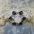 thumbnail image 5 of LBG British Made 18k White Gold Natural Opal & Sapphire Womens Anniversary Ring - 33 size options - Size 4.75, 5 of 7