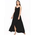 thumbnail image 2 of eloria Women's Georgette Summer Casual Split V Neck Sleevless Long Dress With Tie, Color : Black | Size : XS, 2 of 5