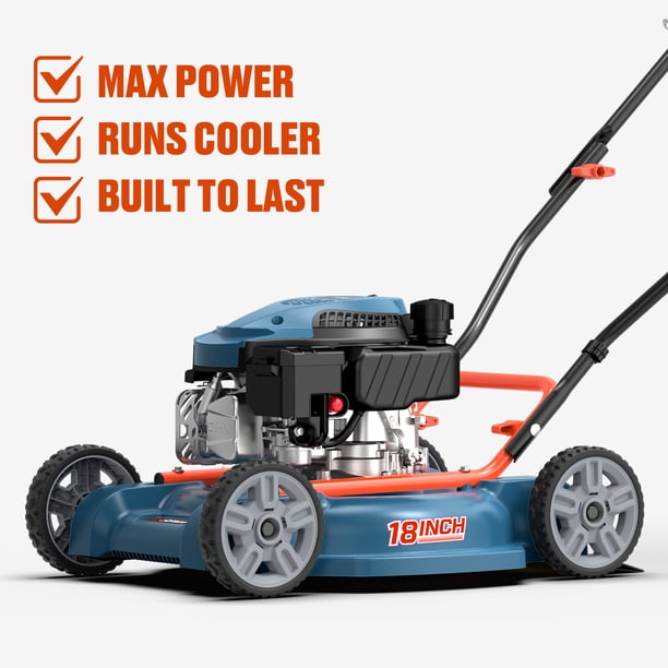 SENIX 18in Gas Lawn Mower, 144cc 4-Cycle Engine, Side Discharge