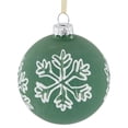 thumbnail image 4 of Northlight Glass Christmas Ball Ornaments with Snowflakes - 3" (80mm) - Green and White - 4ct, 4 of 7