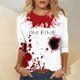 thumbnail image 2 of Camisa de manga larga con estampado de salpicaduras de sangre de Halloween para mujer, blusa informal con cuello redondo y gráfico para fiestas navideñas, 2 of 5