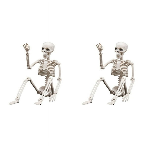2X Halloween Skeletons Decorations, Posable Plastic Skeleton, Full Body Skeleton with Movable Joints