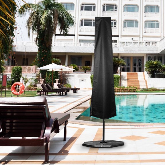 Yardwe Umbrella Waterproof Cover Patio Umbrella Cover Black Oxford Cloth 1Set