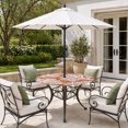 thumbnail image 2 of Round Outdoor Tablecloth with Umbrella Hole and Zipper, Orange Coastal Coral Tablecloth with Elastic Waterproof, Summer Nautical Sea Beach Ocean Patio Table Covers for 55" - 60" Picnic Pool Tables, 2 of 9
